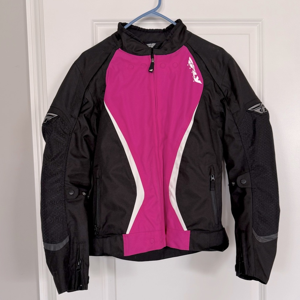 Women's Fly Racing Black and Pink Motorcycle Jacket